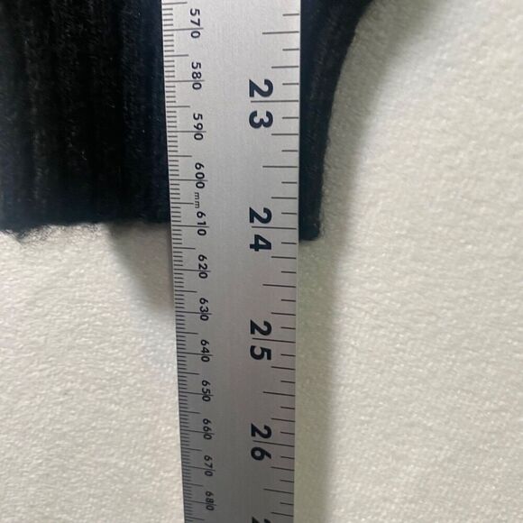 LOFT Black Cable Knit Plaid Trim Sweater Ruffle Neck Holiday Layered Look M - Picture 12 of 12